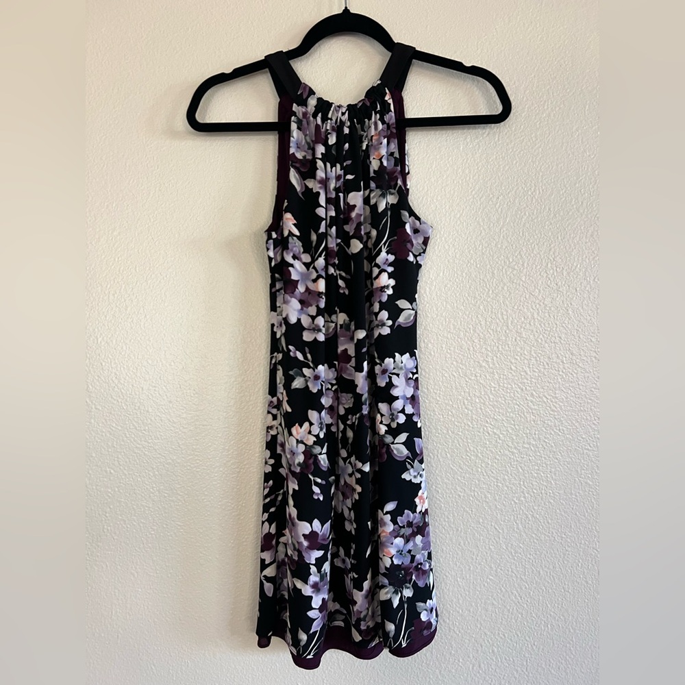 White House Black Market Purple Floral Dress, Size 2P